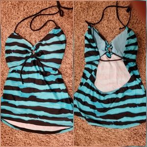 Mudd Black/Teal Tankini Top